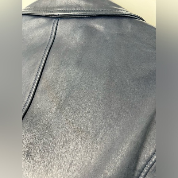 J crew collection navy blue Leather Moto jacket size 4 - Picture 7 of 7